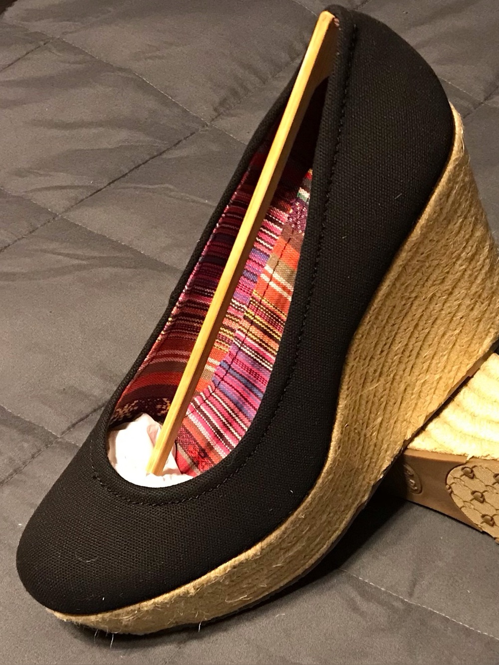 Candie's Black Wedge Espadrille with Jute Platform